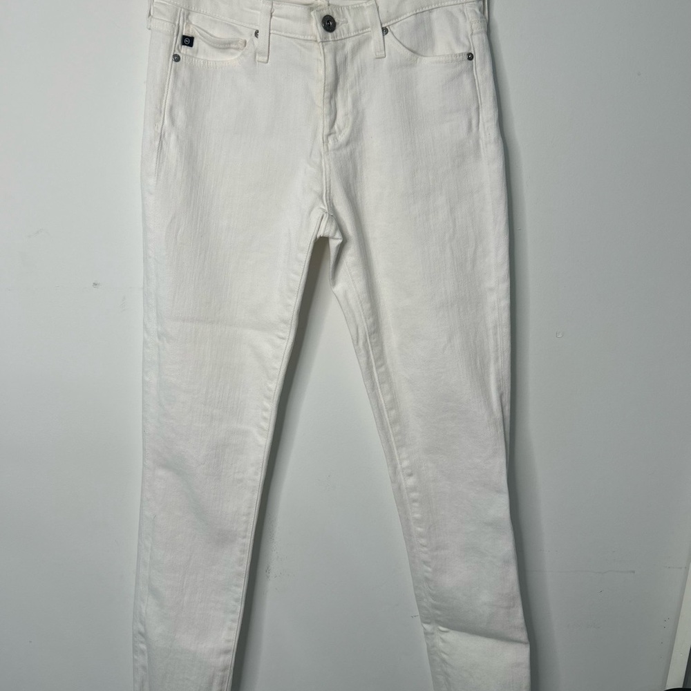 Ag Adriano Goldschmied White Skinny Jeans with Smooth Texture